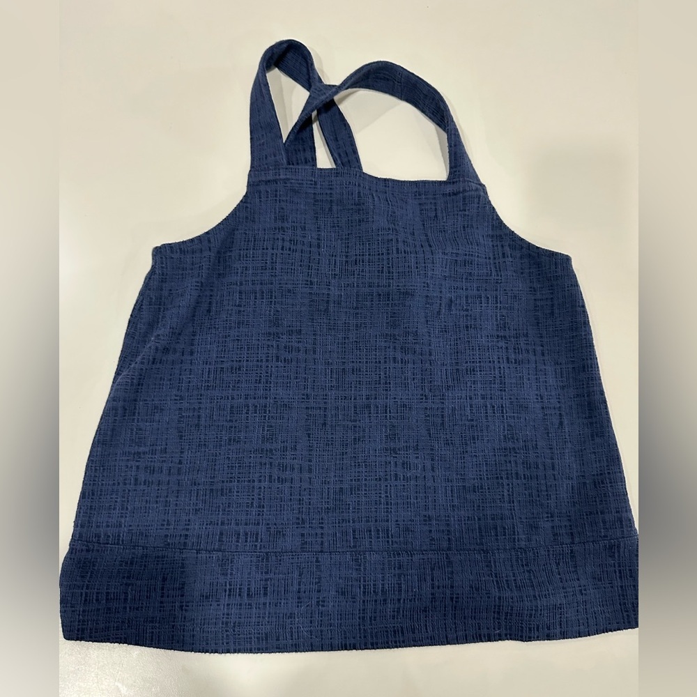 Madewell Navy Textured Tank with Crossback Detail
